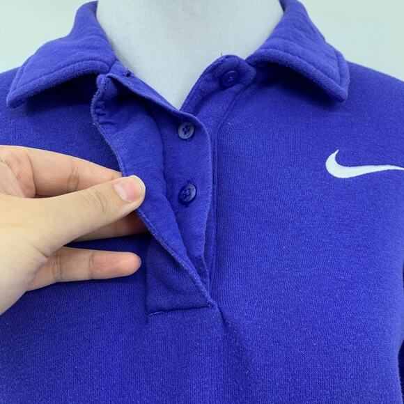 Nike Sweatshirt Womens XS Extra Small Violet Sportswear Phoenix Fleece Polo Crop - Picture 4 of 14